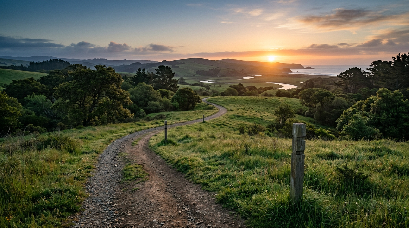 Winding path with milestones representing business vision and future direction