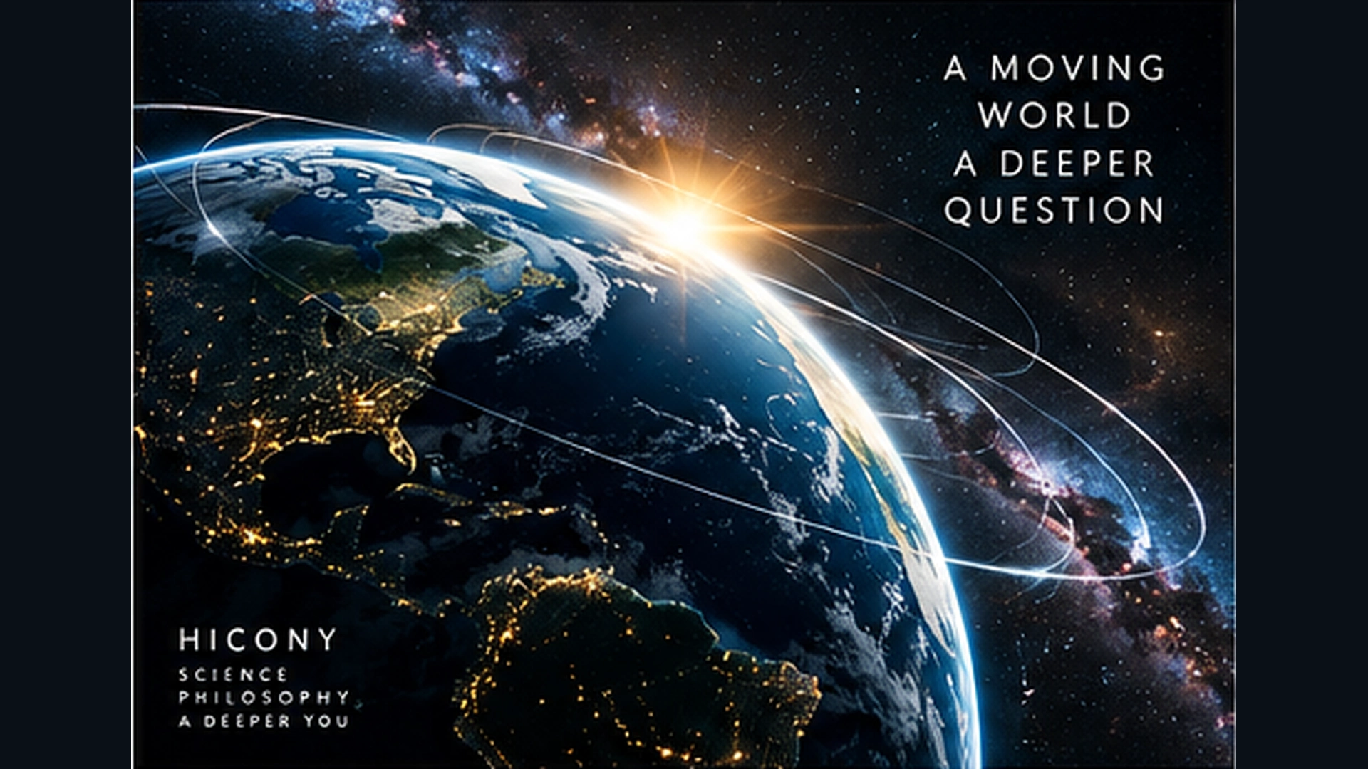 Earth moving through space with stars and galaxies illustrating motion through spacetime