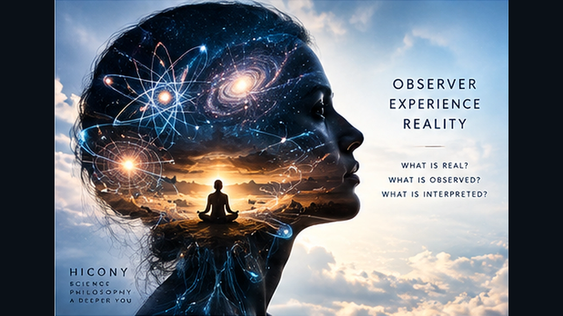 Observer and reality concept with a human mind, universe and meditative awareness