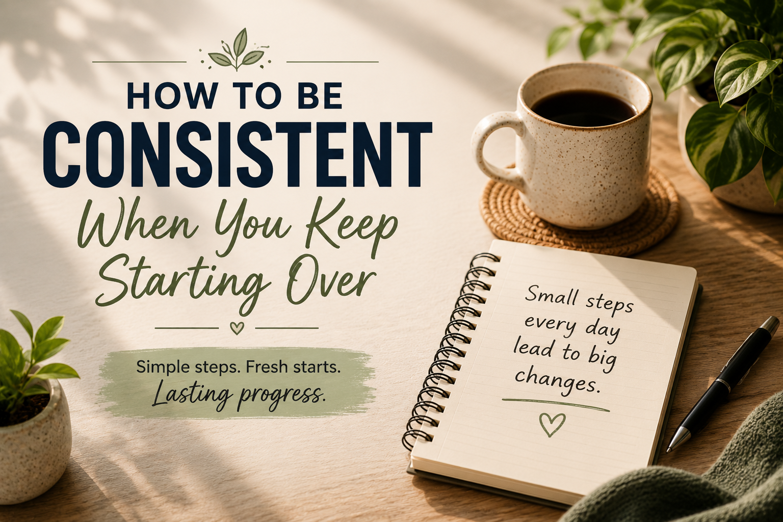How to Be Consistent When You Keep Starting Over — simple habits and practical steps for building lasting consistency