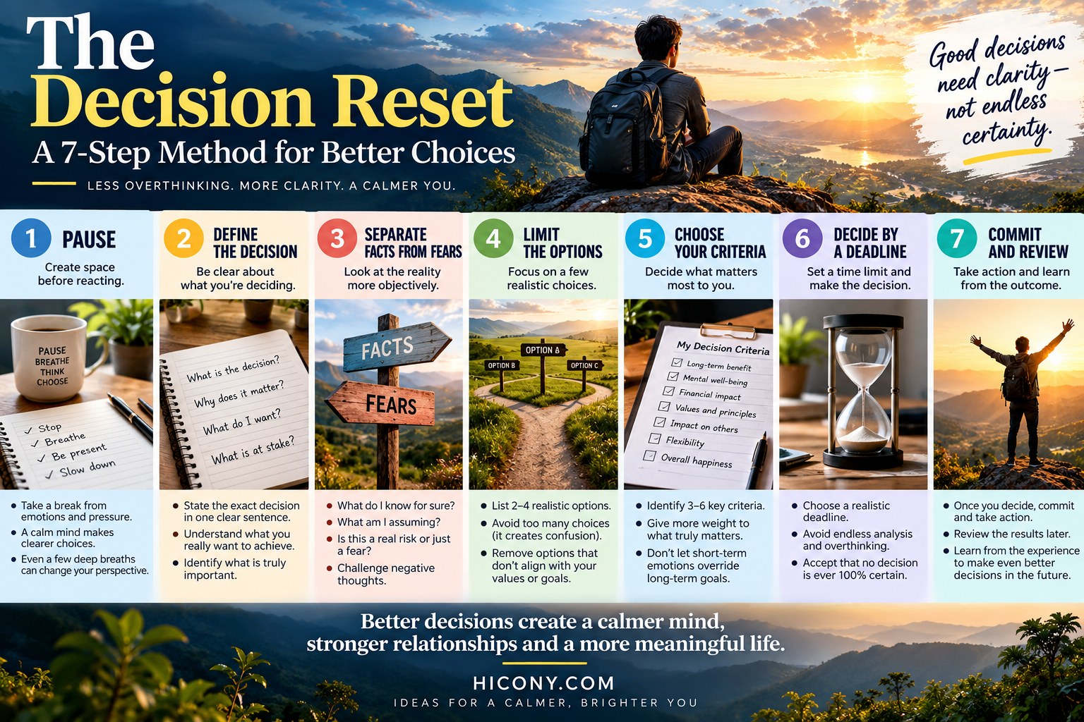 Seven-step Decision Reset for making better decisions when overwhelmed