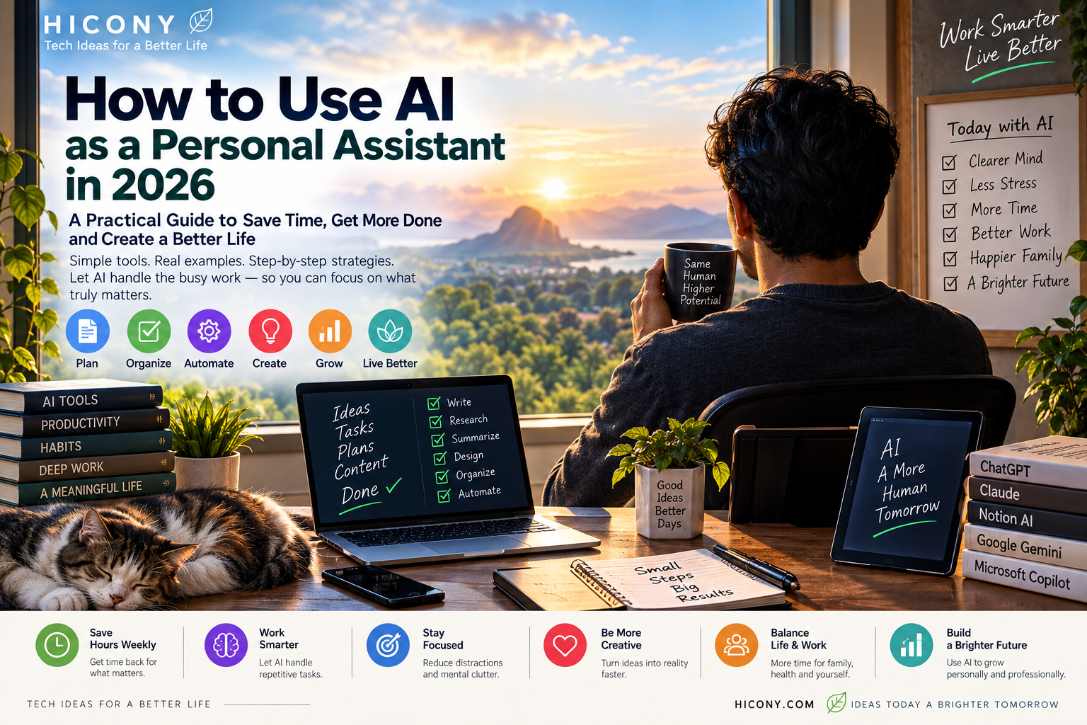 Featured illustration for: How to Use AI as a Personal Assistant in 2026: A Practical System for a Smarter, Calmer Life